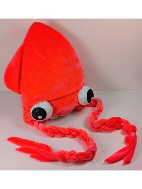 Goffa Squid Hat Plush Adult OSFM Funny Costume Toy Red Prop Cap Ocean